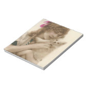 アンティーク写真ビクトリアンの女性と犬 ノートパッド (回転)