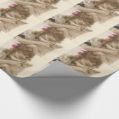 アンティーク写真ビクトリアンの女性と犬 ラッピングペーパー (角)