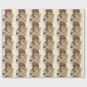 アンティーク写真ビクトリアンの女性と犬 ラッピングペーパー (フラット)