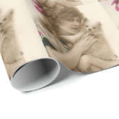 アンティーク写真ビクトリアンの女性と犬 ラッピングペーパー (ロールコーナー)