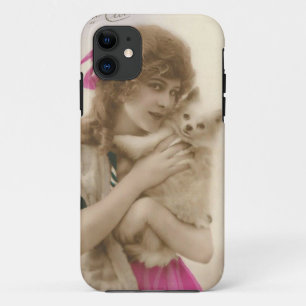 アンティーク写真ビクトリアンの女性と犬 iPhone 11 ケース