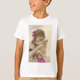 アンティーク写真ビクトリアンの女性と犬 Tシャツ