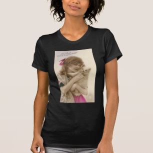 アンティーク写真ビクトリアンの女性と犬 Tシャツ