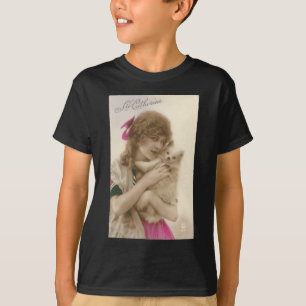アンティーク写真ビクトリアンの女性と犬 Tシャツ