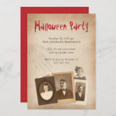 アンティーク写真ヴィンテージハロウィーンスケルトンハンド 招待状 (正面/裏面)