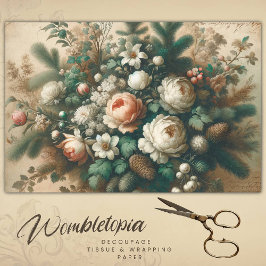 アンティーク冬のフローラクリスマススクリプトの切り離し 薄葉紙