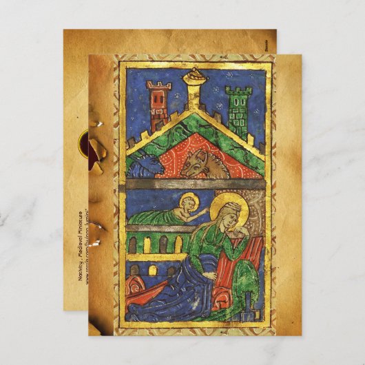 アンティーク出生クリスマスパーチメント シーズンポストカード (正面/裏面)