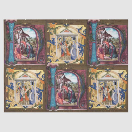 アンティーク出生モノグラムクリスマスパーチメントピンク 薄葉紙 (正面)