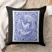 アンティーク切手, Llamas Blue付きペルー クッション (ブランケット)