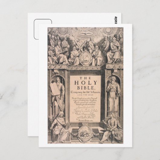 アンティーク初版表紙キングジェームス・バイブル ポストカード (正面/裏面)