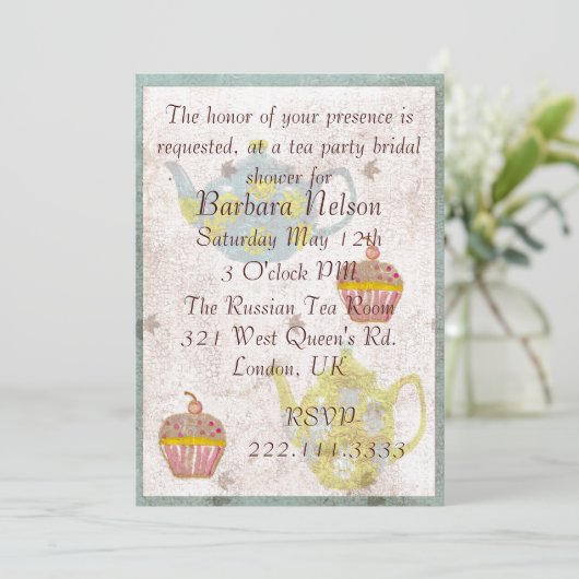 アンティーク刺激を受けたティーパーティの招待状 招待状 (スタンド正面)