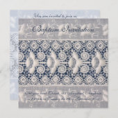 アンティーク刺繍のバプテスマの招待状(少年) 招待状 (正面/裏面)