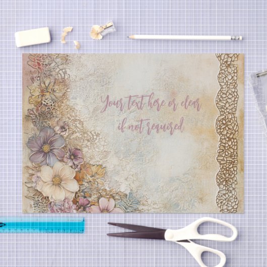 アンティーク動揺してレースデクパーソナライズされたページ 薄葉紙 (クラフト)