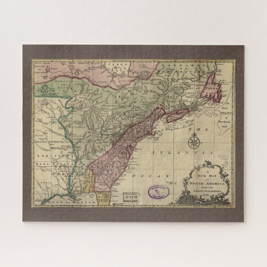 アンティーク北アメリカの地図,復元済み, 1763 ジグソーパズル (横)