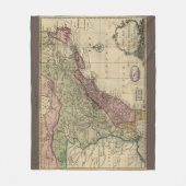 アンティーク北アメリカの地図，復元済み， 1763 フリースブランケット (正面)