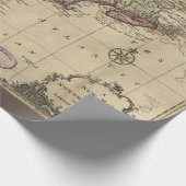 アンティーク北アメリカの地図,復元済み, 1763 ラッピングペーパー (角)
