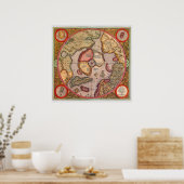 アンティーク北極地図メルカトル ポスター (キッチン)