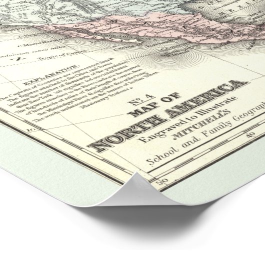 アンティーク北米地図ポスター ポスター (角)