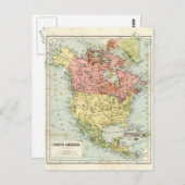 アンティーク北米地図 ポストカード (正面/裏面)