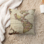 アンティーク南北アメリカの地図バイヨハネス・デ・ラム クッション (ブランケット)