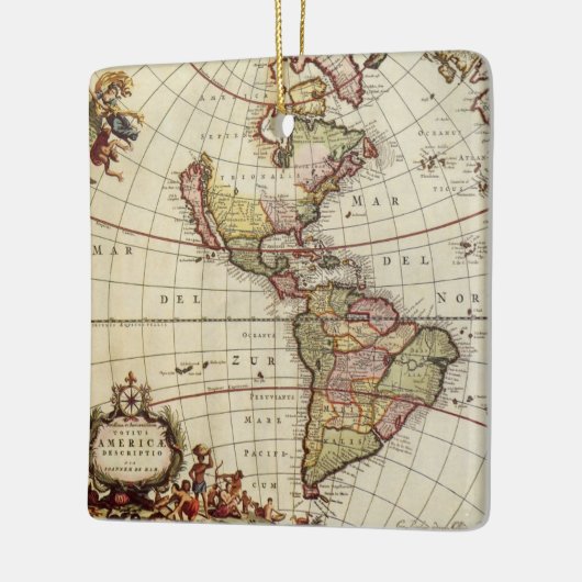 アンティーク南北アメリカの地図バイヨハネス・デ・ラム セラミックオーナメント (左)