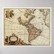 アンティーク南北アメリカの地図バイヨハネス・デ・ラム