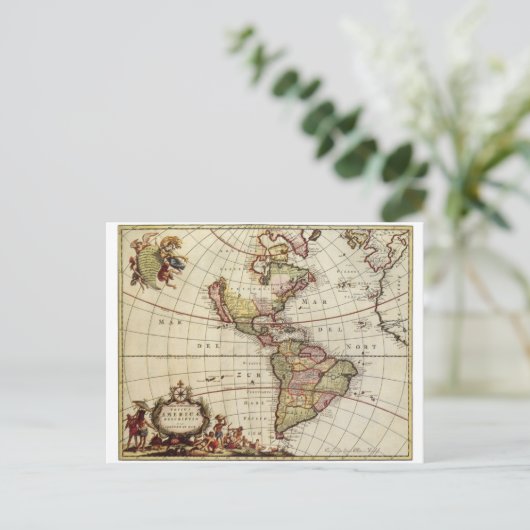 アンティーク南北アメリカの地図バイヨハネス・デ・ラム ポストカード (スタンド正面)