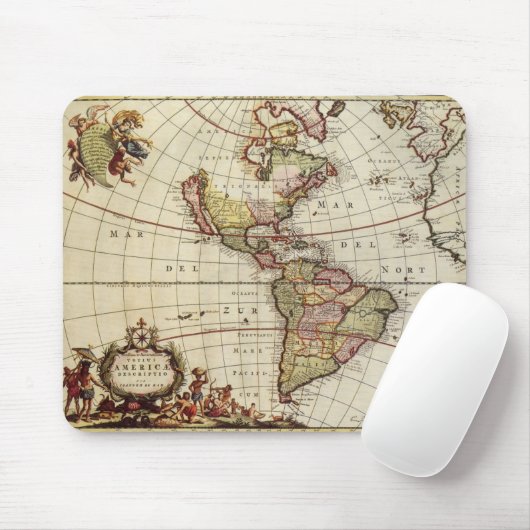アンティーク南北アメリカの地図バイヨハネス・デ・ラム マウスパッド (マウス)
