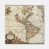 アンティーク南北アメリカの地図バイヨハネス・デ・ラム マグネット (正面)