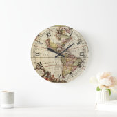 アンティーク南北アメリカの地図バイヨハネス・デ・ラム ラージ壁時計 (ホーム)