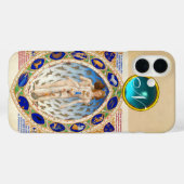 アンティーク占星術、黄道シンボルや象徴ブルージェムモノグラム Case-Mate iPhoneケース (裏面 (横))