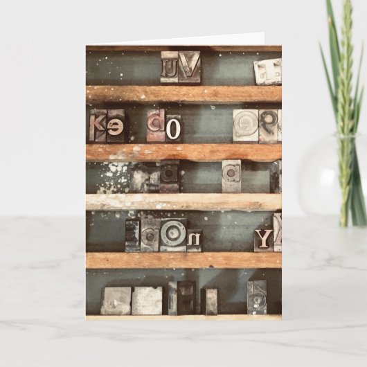 アンティーク印刷ブロックスタンプ シーズンカード (正面)