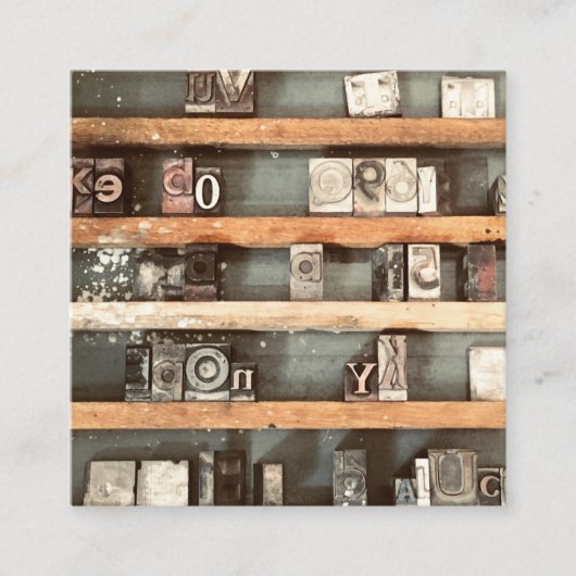 アンティーク印刷ブロックスタンプ スクエア名刺 (正面)