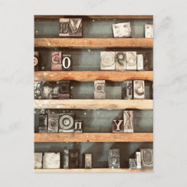 アンティーク印刷ブロックスタンプ ポストカード