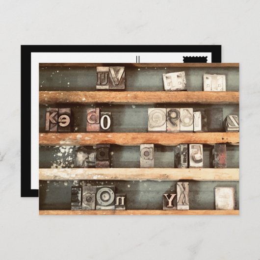 アンティーク印刷用ブロックスタンプ ポストカード (正面/裏面)