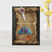 アンティーク原稿ゴシック カード (黄色い花)