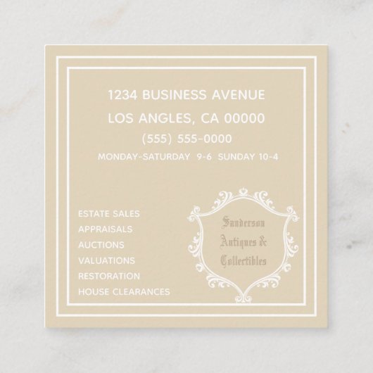 アンティーク収集品ヴィンテージツール スクエア名刺 (裏面)