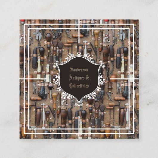 アンティーク収集品ヴィンテージツール スクエア名刺 (正面)