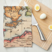 アンティーク古いインスパイア地図(10) キッチンタオル (四つ折り)