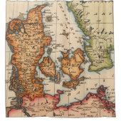 アンティーク古いインスパイア地図(10) シャワーカーテン (正面)