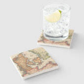 アンティーク古いインスパイア地図(10) ストーンコースター (横)