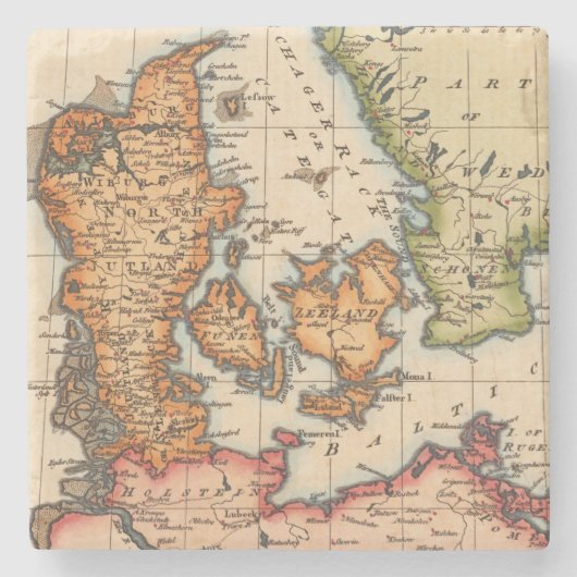 アンティーク古いインスパイア地図(10) ストーンコースター (正面)