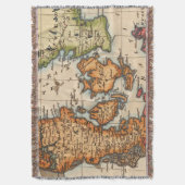アンティーク古いインスパイア地図(10) スローブランケット (正面縦)