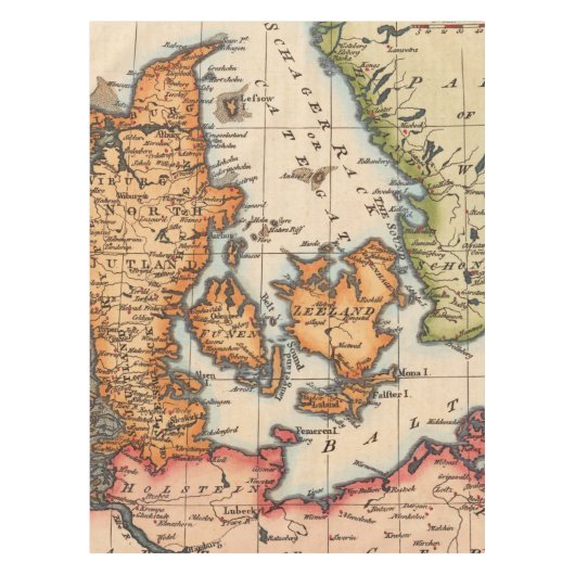 アンティーク古いインスパイア地図(10) テーブルクロス (正面)