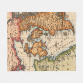 アンティーク古いインスパイア地図(10) フリースブランケット (正面(横))