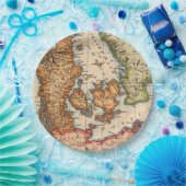 アンティーク古いインスパイア地図(10) ペーパープレート (パーティー)