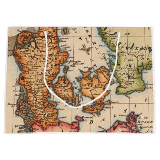 アンティーク古いインスパイア地図(10) ラージペーパーバッグ (正面)