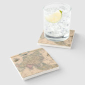 アンティーク古いインスパイア地図(11) ストーンコースター (横)