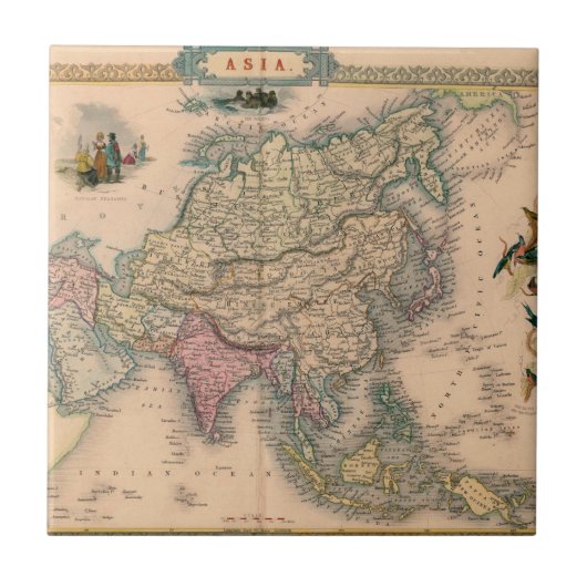 アンティーク古いインスパイア地図(11) タイル (正面)