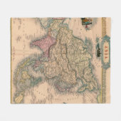アンティーク古いインスパイア地図(11) フリースブランケット (正面(横))